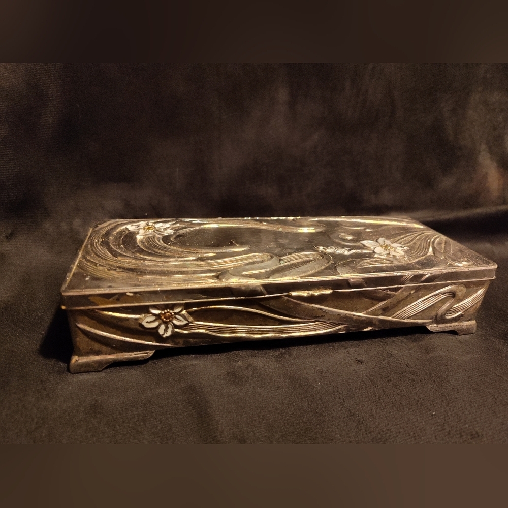 Victorian HEAVY Victor Silver, Silver Plate  High Relief Jewelry Casket c.1880